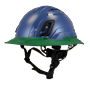 Type II + Vented Kentucky Blue Safety Helmet with Forest Green FlexBrim (T2VKBFBFG - Three Quarter View)