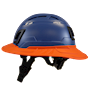 Type II + Vented Kentucky Blue Safety Helmet with Hi-Viz Orange FlexBrim (T2VKBFBHO - Left)