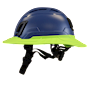 Type II + Vented Kentucky Blue Safety Helmet with Hi-Viz Yellow FlexBrim (T2VKBFBHY - Left)