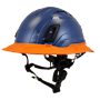 Type II + Vented Kentucky Blue Safety Helmet with Orange FlexBrim (T2VKBFBOR - Three Quarter View)