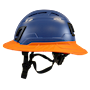 Type II + Vented Kentucky Blue Safety Helmet with Orange FlexBrim (T2VKBFBOR - Left)