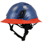 Type II + Vented Kentucky Blue Safety Helmet with Red FlexBrim (T2VKBFBRD - Three Quarter View)