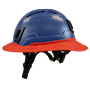 Type II + Vented Kentucky Blue Safety Helmet with Red FlexBrim (T2VKBFBRD - Left)