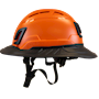 Type II + Vented Orange Safety Helmet with Black FlexBrim (T2VORFBBK - Left)