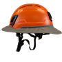 Type II + Vented Orange Safety Helmet with Dove Gray FlexBrim (T2VORFBDG - Left)