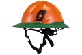 Type II + Vented Orange Safety Helmet with Forest Green FlexBrim (T2VORFBFG - Three Quarter View)