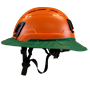 Type II + Vented Orange Safety Helmet with Forest Green FlexBrim (T2VORFBFG - Left)