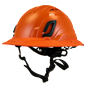 Type II + Vented Orange Safety Helmet with Hi-Viz Orange FlexBrim (T2VORFBHO - Three Quarter View)