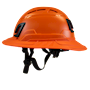 Type II + Vented Orange Safety Helmet with Hi-Viz Orange FlexBrim (T2VORFBHO - Left)