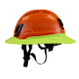 Type II + Vented Orange Safety Helmet with Hi-Viz Yellow FlexBrim (T2VORFBHY - Left)