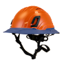 Type II + Vented Orange Safety Helmet with Kentucky Blue FlexBrim (T2VORFBKB - Three Quarter View)