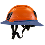 Type II + Vented Orange Safety Helmet with Kentucky Blue FlexBrim (T2VORFBKB - Left)
