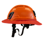 Type II + Vented Orange Safety Helmet with Red FlexBrim (T2VORFBRD - Left)