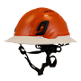 Type II + Vented Orange Safety Helmet with White FlexBrim (T2VORFBWH - Three Quarter View)