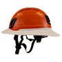 Type II + Vented Orange Safety Helmet with White FlexBrim (T2VORFBWH - Left)