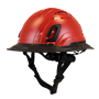 Type II + Vented Red Safety Helmet with Black FlexBrim (T2VRDFBBK - Three Quarter View)