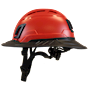 Type II + Vented Red Safety Helmet with Black FlexBrim (T2VRDFBBK - Left)