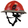 Type II + Vented Red Safety Helmet with Dove Gray FlexBrim (T2VRDFBDG - Three Quarter View)