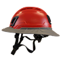 Type II + Vented Red Safety Helmet with Dove Gray FlexBrim (T2VRDFBDG - Left)