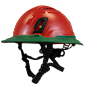 Type II + Vented Red Safety Helmet with Forest Green FlexBrim (T2VRDFBFG - Three Quarter View)