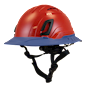 Type II + Vented Red Safety Helmet with Kentucky Blue FlexBrim (T2VRDFBKB - Three Quarter View)