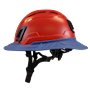 Type II + Vented Red Safety Helmet with Kentucky Blue FlexBrim (T2VRDFBKB - Left)