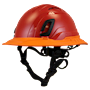 Type II + Vented Red Safety Helmet with Orange FlexBrim (T2VRDFBOR - Three Quarter View)