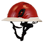 Type II + Vented Red Safety Helmet with White FlexBrim (T2VRDFBWH - Three Quarter View)