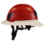 Type II + Vented Red Safety Helmet with White FlexBrim (T2VRDFBWH - Left)