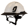 Type II + Vented White Safety Helmet with Black FlexBrim (T2VWHFBBK - Three Quarter View)