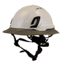 Type II + Vented White Safety Helmet with Dove Gray FlexBrim (T2VWHFBDG - Three Quarter View)