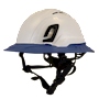 Type II + Vented White Safety Helmet with Kentucky Blue FlexBrim (T2VWHFBKB - Three Quarter View)