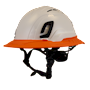 Type II + Vented White Safety Helmet with Orange FlexBrim (T2VWHFBOR - Three Quarter View)