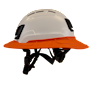 Type II + Vented White Safety Helmet with Orange FlexBrim (T2VWHFBOR - Left)