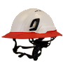 Type II + Vented White Safety Helmet with Red FlexBrim (T2VWHFBRD - Three Quarter View)