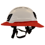 Type II + Vented White Safety Helmet with Red FlexBrim (T2VWHFBRD - Left)