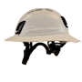 Type II + Vented White Safety Helmet with White FlexBrim (T2VWHFBWH - Left)