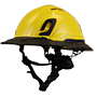 Type II + Vented Yellow Safety Helmet with Black FlexBrim (T2VYLFBBK - Three Quarter View)