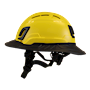 Type II + Vented Yellow Safety Helmet with Black FlexBrim (T2VYLFBBK - Left)
