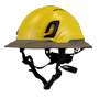 Type II + Vented Yellow Safety Helmet with Dove Gray FlexBrim (T2VYLFBDG - Three Quarter View)