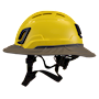 Type II + Vented Yellow Safety Helmet with Dove Gray FlexBrim (T2VYLFBDG - Left)