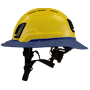 Type II + Vented Yellow Safety Helmet with Kentucky Blue FlexBrim (T2VYLFBKB - Left)