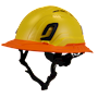 Type II + Vented Yellow Safety Helmet with Orange FlexBrim (T2VYLFBOR - Three Quarter View)