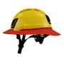 Type II + Vented Yellow Safety Helmet with Red FlexBrim (T2VYLFBRD - Left)