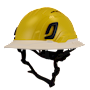 Type II + Vented Yellow Safety Helmet with White FlexBrim (T2VYLFBWH - Three Quarter View)