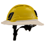 Type II + Vented Yellow Safety Helmet with White FlexBrim (T2VYLFBWH - Left)