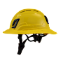 Type II + Vented Yellow Safety Helmet with Yellow FlexBrim (T2VYLFBYL - Left)
